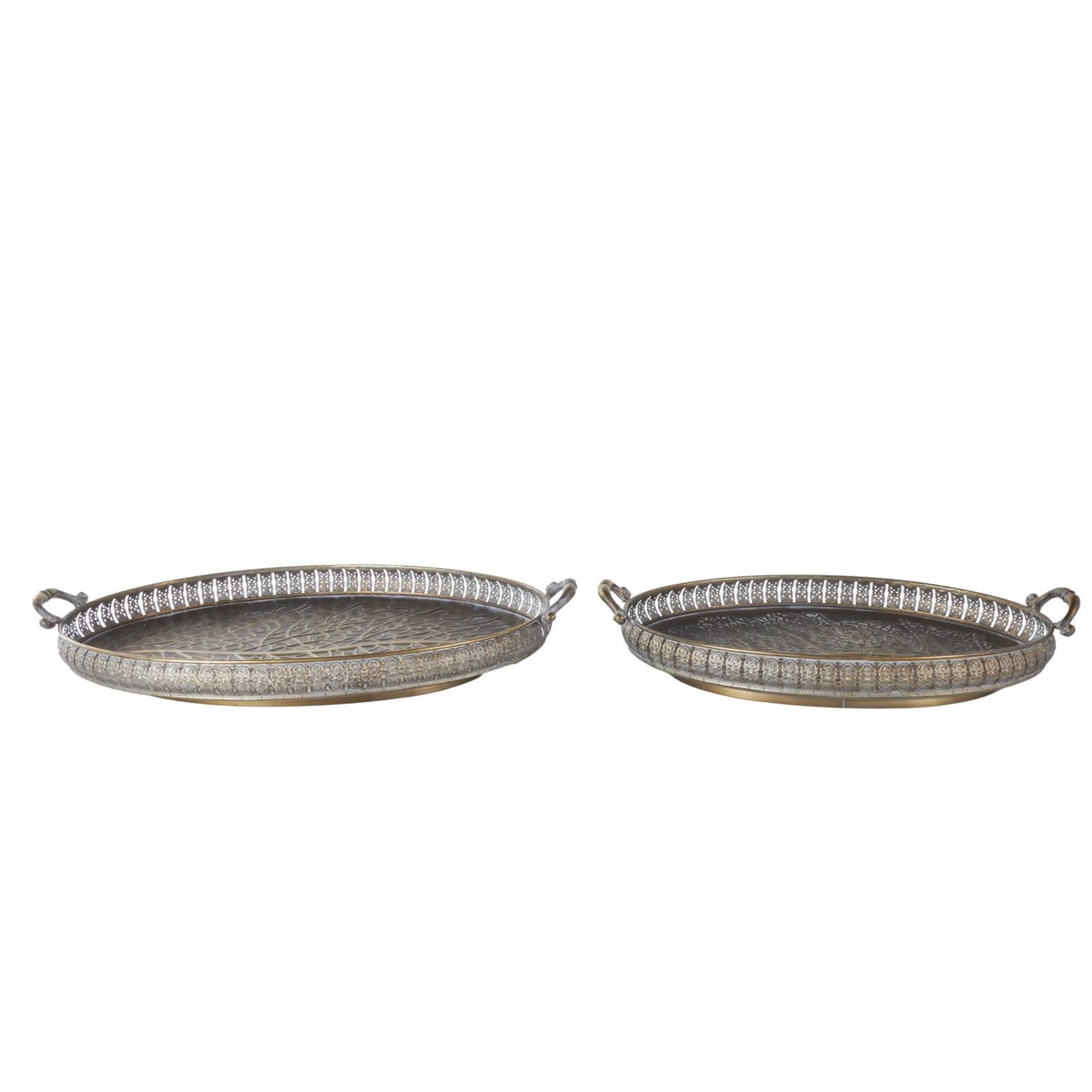 Brass Tree Patterned Tray Set